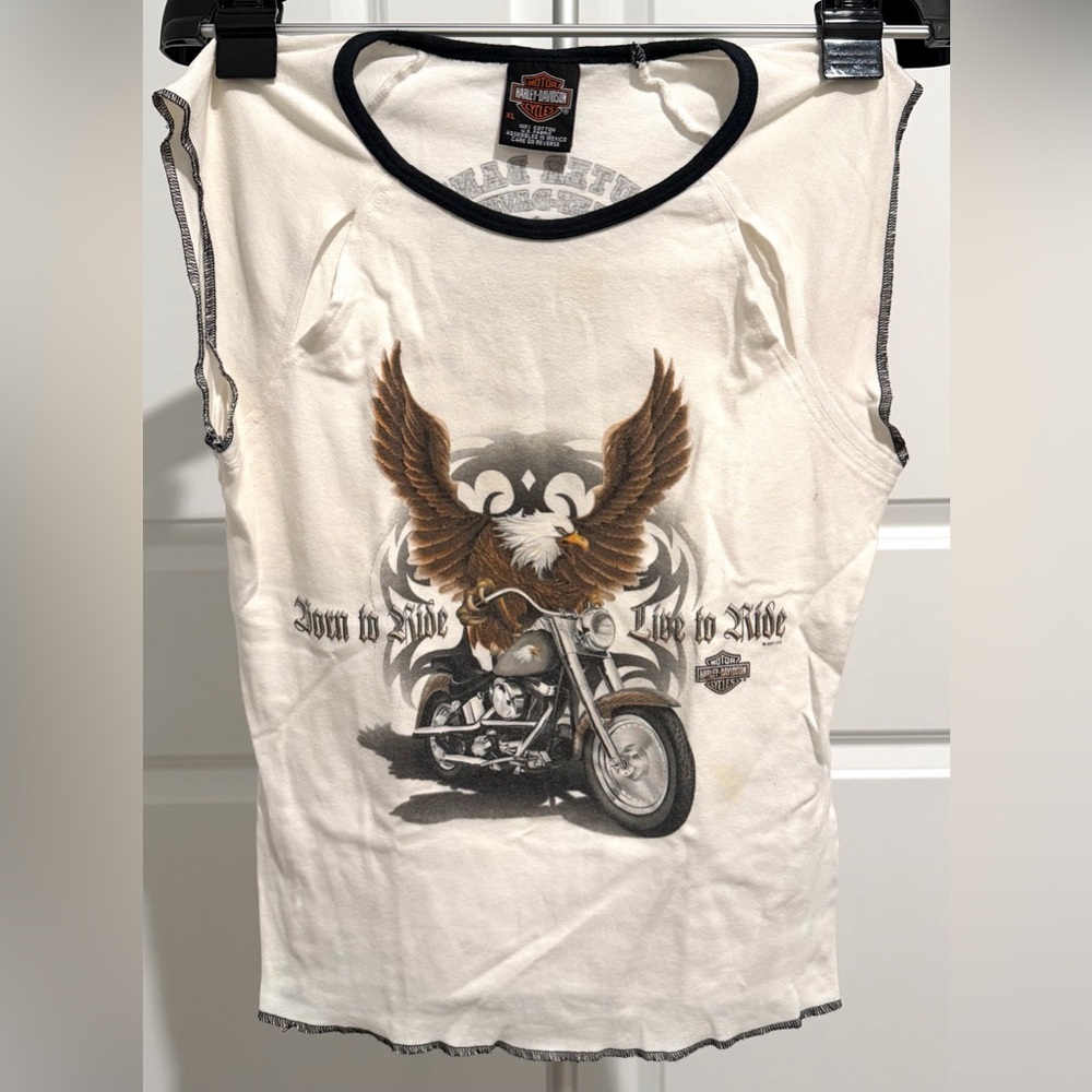 Harley Davidson Eagle Graphic Sleeveless Shirt Born to Ride Live to Ride